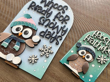 Load image into Gallery viewer, Winter Owl Tall Arch Sign Interchangeable File SVG, TINY, INSERT only Snowmen Snowman Glowforge, Holiday, Tiered Tray LuckyHeartDesignsCo

