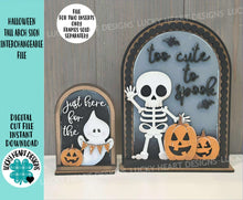Load image into Gallery viewer, Halloween Tall Arch Sign Interchangeable File SVG, TINY, INSERT only Ghost, Skeleton, Glowforge, Holiday, Tiered Tray LuckyHeartDesignsCo
