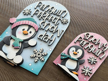 Load image into Gallery viewer, Penguin Cute Winter Tall Arch Sign Interchangeable File SVG, TINY, INSERT only Snowmen Glowforge, Holiday, Tiered Tray LuckyHeartDesignsCo
