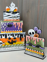 Load image into Gallery viewer, Halloween Cake Stand Interchangeable File SVG, (Cakes ONLY) Skull, Candy Corn, Mummy Glowforge, Holiday, Tiered Tray LuckyHeartDesignsCo
