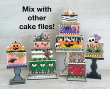 Load image into Gallery viewer, Christmas Cake Stand Interchangeable File SVG, (Cakes ONLY) Santa, Reindeer, Candy Cane Glowforge, Holiday, Tiered Tray LuckyHeartDesignsCo
