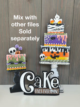 Load image into Gallery viewer, Cake Shelf Sitter Standing Sign File SVG, Cupcake, Mantle decor, Centerpiece, glowforge, LuckyHeartDesignsCo
