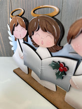 Load image into Gallery viewer, Angels Carol Christmas Standing File SVG, Glowforge Singing, Church, Religious, Christian, Tiered Tray, Holiday, LuckyHeartDesignsCo
