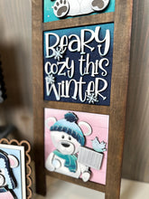 Load image into Gallery viewer, Bear Cute Winter Interchangeable Leaning Sign File SVG, glowforge Snowman, Snowmen, Polar, Tiered Tray, LuckyHeartDesignsCo
