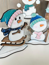 Load image into Gallery viewer, Snowman Cute Winter Standing File SVG, Glowforge, Sleigh, Hot Cocoa, Chocolate Snowmen, Winter Tiered Tray LuckyHeartDesignsCo
