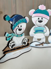 Load image into Gallery viewer, Bear Cute Winter Standing File SVG, Glowforge, Sleigh, Hot Cocoa, Chocolate Snowmen, Polar Snowman Winter Tiered Tray LuckyHeartDesignsCo
