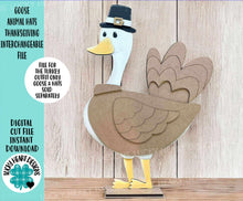 Load image into Gallery viewer, Goose Animal Hats Thanksgiving Interchangeable Outfit File SVG Turkey, Pumpkin, Shirt Seasonal Holiday Glowforge LuckyHeartDesignsCo
