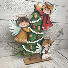 Load image into Gallery viewer, Angel Christmas Shelf Sitter Standing Sign File SVG, Nativity, Religious, Carols, Mantle decor, Centerpiece, glowforge, LuckyHeartDesignsCo

