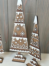 Load image into Gallery viewer, Gingerbread Standing Christmas Tree File SVG, mantle decor, Holiday, Candy Cane Peppermint Centerpiece, glowforge, LuckyHeartDesignsCo

