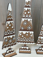 Load image into Gallery viewer, Gingerbread Standing Christmas Tree File SVG, mantle decor, Holiday, Candy Cane Peppermint Centerpiece, glowforge, LuckyHeartDesignsCo

