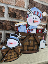 Load image into Gallery viewer, Snowman Cute Winter For The Flower Basket Interchangeable File SVG, TINY, Hot Cocoa, Frosty Tiered Tray, Glowforge, LuckyHeartDesignsCo
