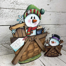 Load image into Gallery viewer, Snowman Cute Winter For The Flower Basket Interchangeable File SVG, TINY, Hot Cocoa, Frosty Tiered Tray, Glowforge, LuckyHeartDesignsCo
