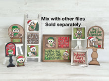 Load image into Gallery viewer, Owl Cute Christmas Interchangeable Leaning Sign File SVG, Glowforge, Rudolph, Santa, Wreath, Lights, Tree, Holiday, LuckyHeartDesignsCo
