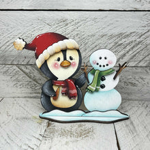 Load image into Gallery viewer, Penguin Cute Winter Standing File SVG, Glowforge, Sleigh, Hot Cocoa, Chocolate Snowman Snowmen Arctic Winter Tiered Tray LuckyHeartDesignsCo
