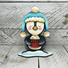 Load image into Gallery viewer, Penguin Cute Winter Standing File SVG, Glowforge, Sleigh, Hot Cocoa, Chocolate Snowman Snowmen Arctic Winter Tiered Tray LuckyHeartDesignsCo
