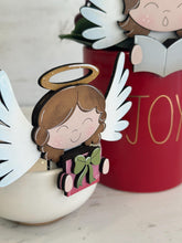Load image into Gallery viewer, Angel Christmas Mug Hugger File SVG, Glowforge Tiered Tray, Angels, Singing, Carols, Tray Decor, Holiday, Topper, LuckyHeartDesignsCo
