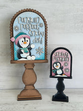 Load image into Gallery viewer, Penguin Cute Winter Tall Arch Sign Interchangeable File SVG, TINY, INSERT only Snowmen Glowforge, Holiday, Tiered Tray LuckyHeartDesignsCo
