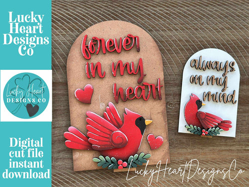 Cardinal Tall Arch Sign Interchangeable File SVG, TINY, INSERT only, Memorial, Bird, Glowforge, Holiday, Tiered Tray LuckyHeartDesignsCo
