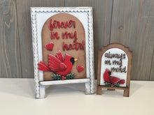 Load image into Gallery viewer, Cardinal Tall Arch Sign Interchangeable File SVG, TINY, INSERT only, Memorial, Bird, Glowforge, Holiday, Tiered Tray LuckyHeartDesignsCo
