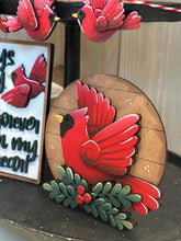 Load image into Gallery viewer, Cardinal Memorial Quick and Easy Tiered Tray File SVG, Christian, Glowforge, Bird, Cardinals, Family, Loved One, Decor, LuckyHeartDesignsCO
