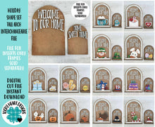 Load image into Gallery viewer, Holiday Shape Set Tall Arch Sign Interchangeable File SVG, TINY, INSERTS only, Christmas, Halloween, Fall, Glowforge, LuckyHeartDesignsCo
