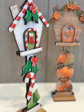 Load image into Gallery viewer, Small Birdhouse Seasonal Holiday Interchangeable File SVG, Glowforge, Christmas, Halloween, Fall, Winter, July, Spring, LuckyHeartDesignsCo
