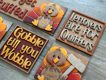 Load image into Gallery viewer, Turkey Cute Thanksgiving Interchangeable Leaning Sign File SVG, Glowforge, Gobble, Thankful, Pumpkin Fall, LuckyHeartDesignsCo
