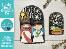 Load image into Gallery viewer, Nativity Christmas Tall Arch Sign Interchangeable File SVG, TINY, INSERT only Religious, Glowforge, Holiday, Tiered Tray LuckyHeartDesignsCo
