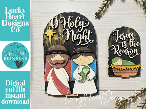 Nativity Christmas Tall Arch Sign Interchangeable File SVG, TINY, INSERT only Religious, Glowforge, Holiday, Tiered Tray LuckyHeartDesignsCo