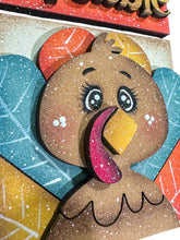Load image into Gallery viewer, Turkey Gobble Thanksgiving Interchangeable Leaning Sign File SVG, Fall Pumpkin Tiered Tray Glowforge, LuckyHeartDesignsCo
