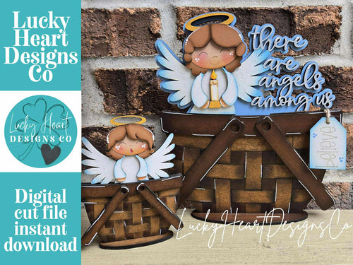 Angels Christmas For The Flower Basket Interchangeable File SVG, TINY Holiday, Carol Jesus Joy, Tiered Tray, Glowforge, LuckyHeartDesignsCo