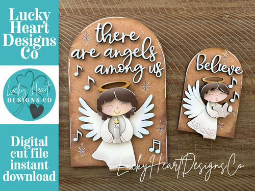 Angel Christmas Tall Arch Sign Interchangeable File SVG, TINY, INSERT only, Religious, Glowforge, Holiday, Tiered Tray LuckyHeartDesignsCo