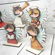 Load image into Gallery viewer, Angel Christmas Standing Single Sign File SVG, Nativity, Religious, Carols, Mantle decor, Centerpiece, Tiered glowforge, LuckyHeartDesignsCo
