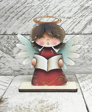 Load image into Gallery viewer, Angel Christmas Standing Single Sign File SVG, Nativity, Religious, Carols, Mantle decor, Centerpiece, Tiered glowforge, LuckyHeartDesignsCo
