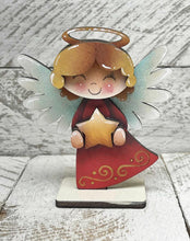 Load image into Gallery viewer, Angel Christmas Standing Single Sign File SVG, Nativity, Religious, Carols, Mantle decor, Centerpiece, Tiered glowforge, LuckyHeartDesignsCo
