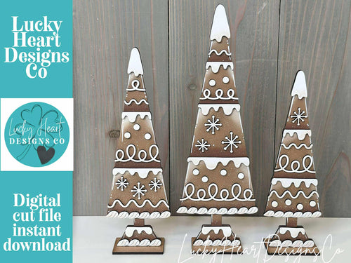 Gingerbread Standing Christmas Tree File SVG, mantle decor, Holiday, Candy Cane Peppermint Centerpiece, glowforge, LuckyHeartDesignsCo