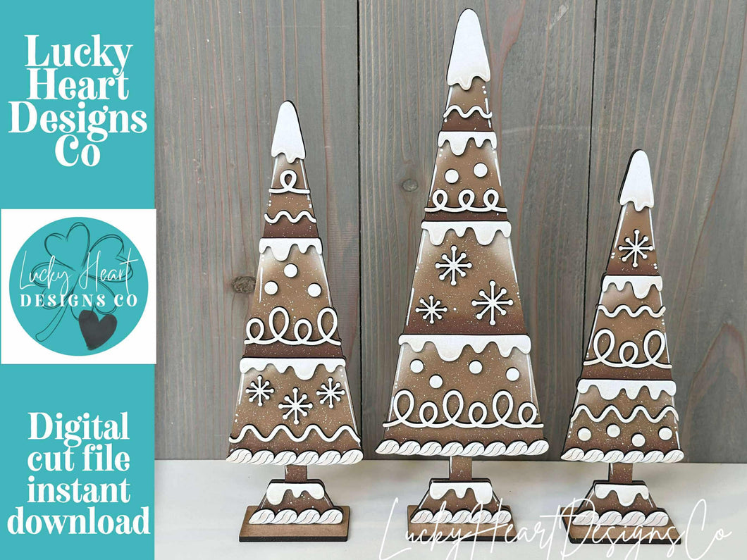 Gingerbread Standing Christmas Tree File SVG, mantle decor, Holiday, Candy Cane Peppermint Centerpiece, glowforge, LuckyHeartDesignsCo