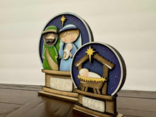 Load image into Gallery viewer, Nativity Jesus Christmas Snow Globe Interchangeable File SVG, TINY, Glowforge, Mary, Holy Night, Tiered Tray LuckyHeartDesignsCo
