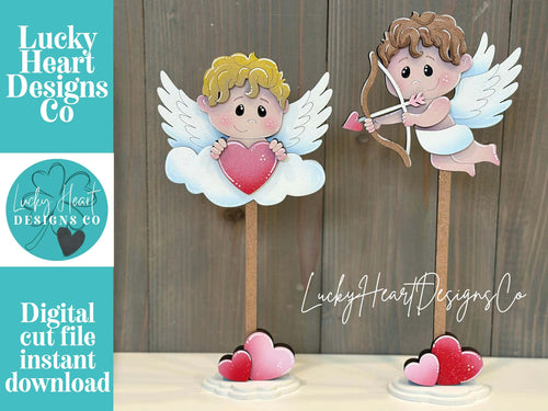 Cupid Standing File SVG, Cupid, Valentine, Clouds, Arrow, Wings, Angel, Love, Hearts, Tiered Tray Glowforge, LuckyHeartDesignsCo