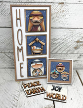 Load image into Gallery viewer, Nativity Christmas MINI Interchangeable Leaning Sign File SVG, Mary, Jesus, Tiered Tray Glowforge, LuckyHeartDesignsCo
