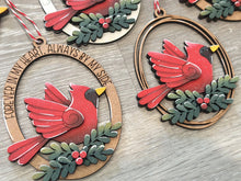 Load image into Gallery viewer, Cardinal Oval Memorial Christmas Ornament File SVG, Bird, Glowforge, LuckyHeartDesignsCo
