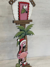 Load image into Gallery viewer, Flamingo Christmas for the Birdhouse Interchangeable File SVG, Shells, Glowforge, Santa, Tropical, Seasonal, Holiday, LuckyHeartDesignsCo
