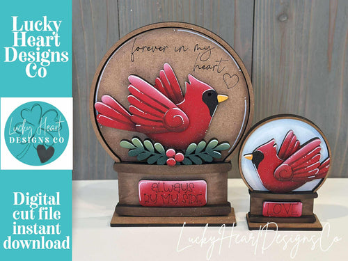 Cardinal Snow Globe Interchangeable File SVG, TINY, Bird, Memorial, Cardinals, Glowforge, Tiered Tray LuckyHeartDesignsCo