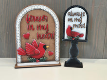 Load image into Gallery viewer, Cardinal Tall Arch Sign Interchangeable File SVG, TINY, INSERT only, Memorial, Bird, Glowforge, Holiday, Tiered Tray LuckyHeartDesignsCo
