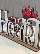 Load image into Gallery viewer, Forever Heart Cardinal Shelf Sitter Standing Sign File SVG, Memorial, Bird, Mantle decor, Centerpiece, glowforge, LuckyHeartDesignsCo
