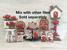 Load image into Gallery viewer, Forever Heart Cardinal Shelf Sitter Standing Sign File SVG, Memorial, Bird, Mantle decor, Centerpiece, glowforge, LuckyHeartDesignsCo

