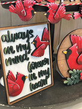 Load image into Gallery viewer, Cardinal Memorial Quick and Easy Tiered Tray File SVG, Christian, Glowforge, Bird, Cardinals, Family, Loved One, Decor, LuckyHeartDesignsCO
