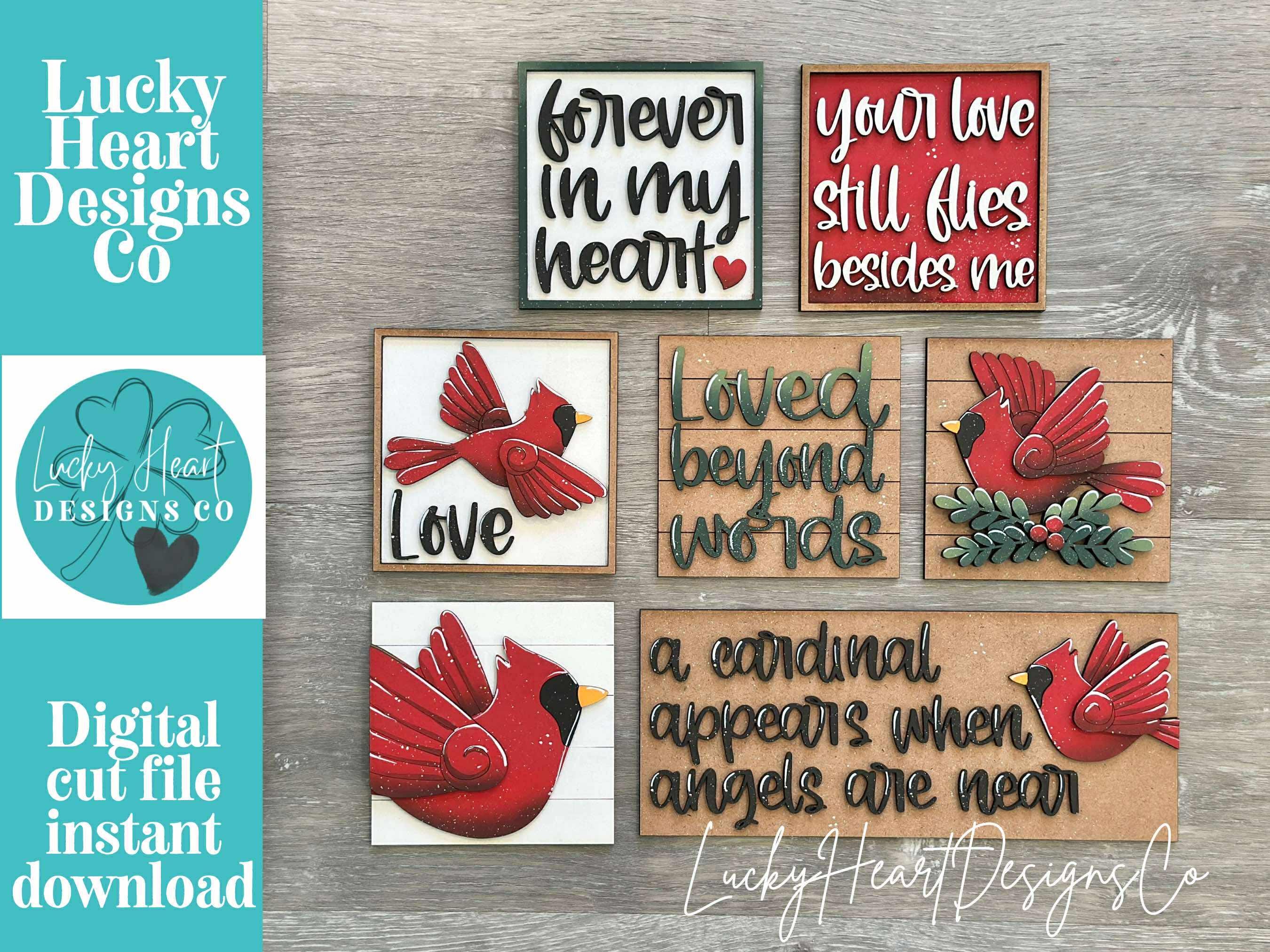Cardinal Memorial Interchangeable Leaning Sign File SVG, Glowforge, Bi ...