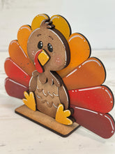 Load image into Gallery viewer, Cute Turkey Standing File SVG, Gobble, Pumpkin Pie, Thanksgiving, Pilgrim, Fall, Holiday Decor, Glowforge, LuckyHeartDesignsCo
