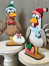Load image into Gallery viewer, Chicken Christmas Standing File SVG, Farm, Santa, Bird, Funny, Egg, Chickens, Present, Candy Cane Tiered Tray Glowforge, LuckyHeartDesignsCo
